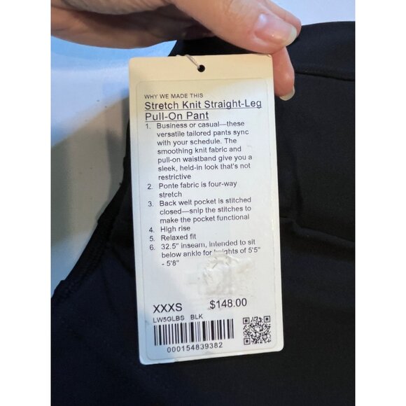 Lululemon Stretch Knit Straight-Leg Pull-On Pant Black XXXS - Picture 4 of 4